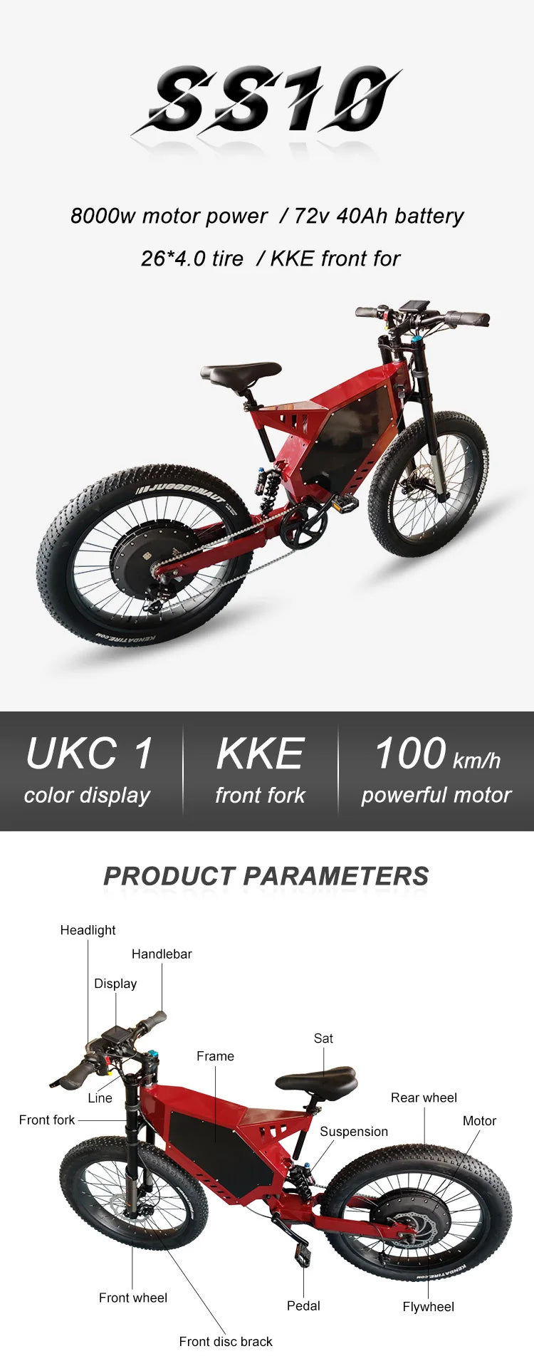 Electric Bicycle Powerful 72V (41.6AH)